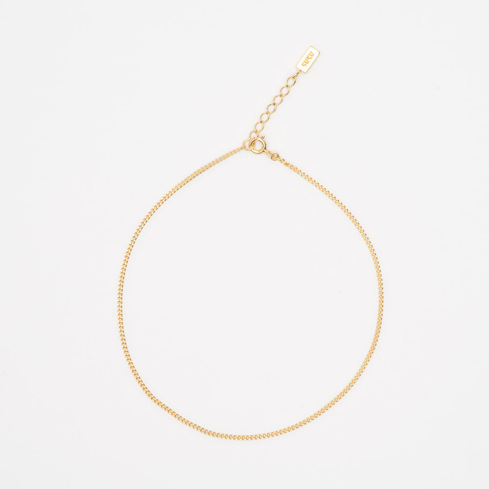 minimalistic layered curb gold anklet