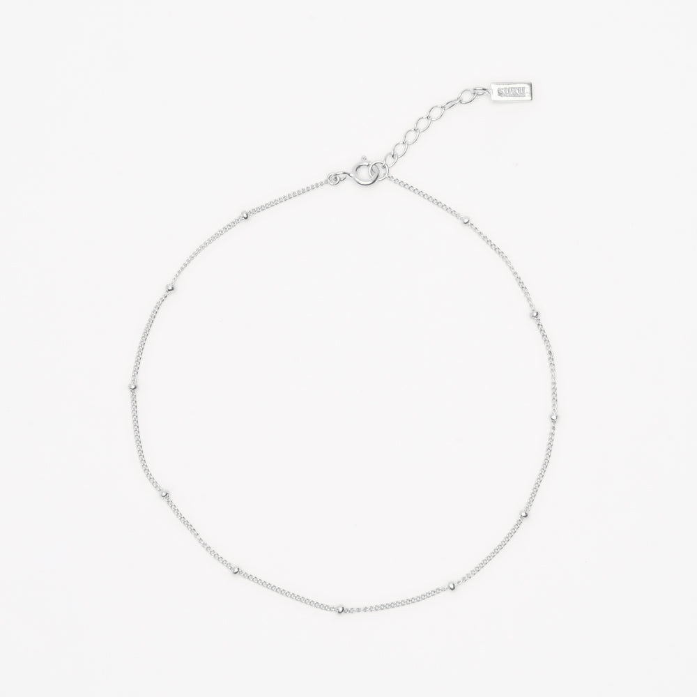 minimalistic silver dot anklet